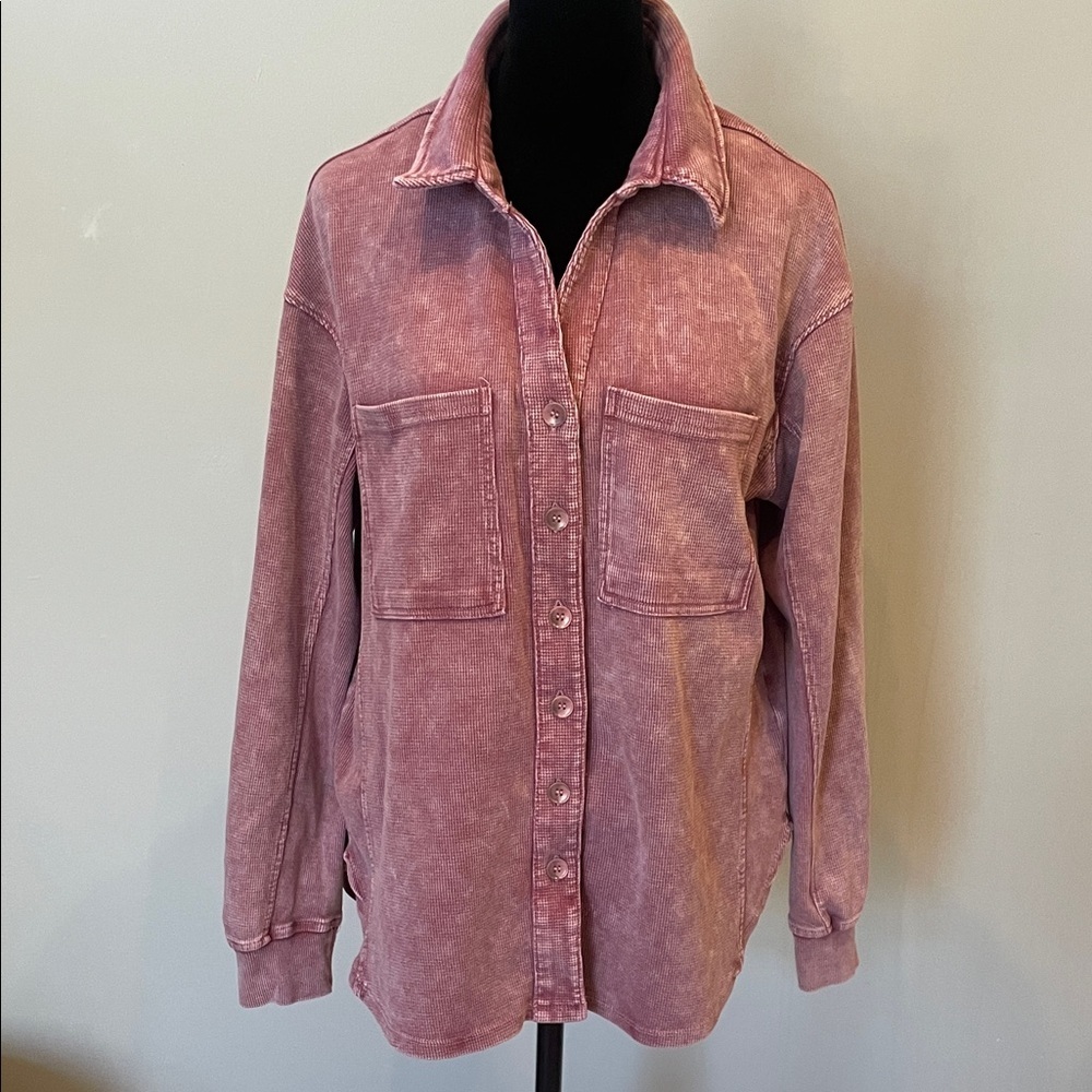 Washed Pinkish purple button front Shirt Women’s